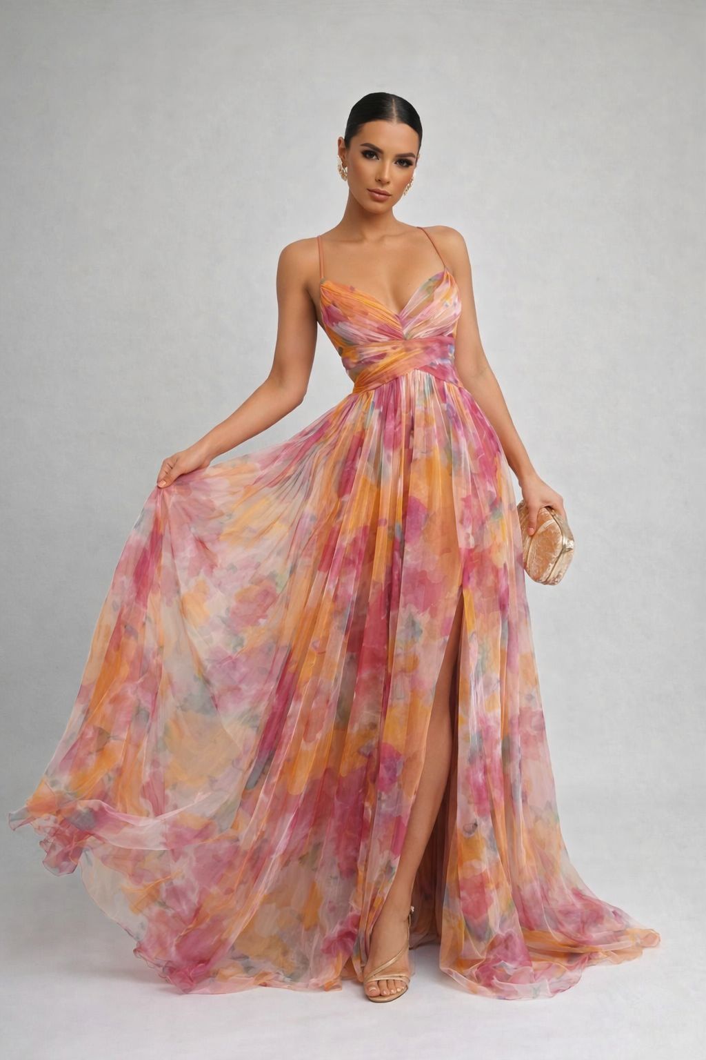 Madamme - Vestido largo con estampado floral