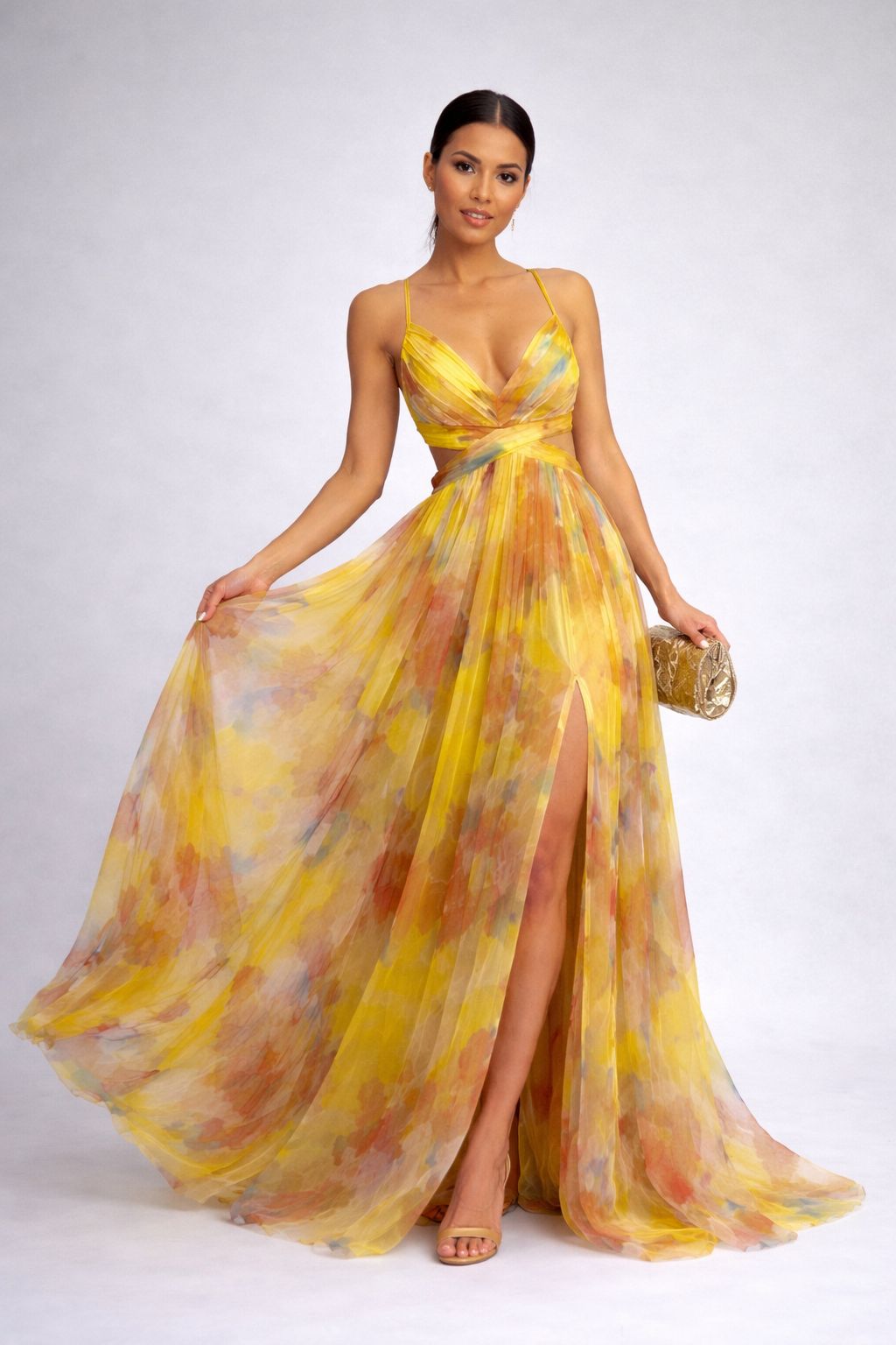 Madamme - Vestido largo con estampado floral