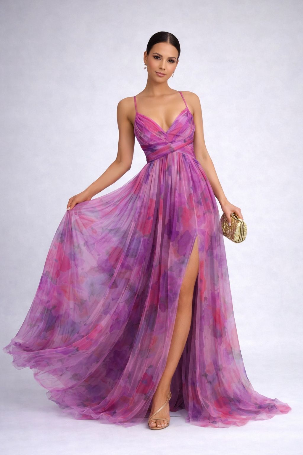 Madamme - Vestido largo con estampado floral