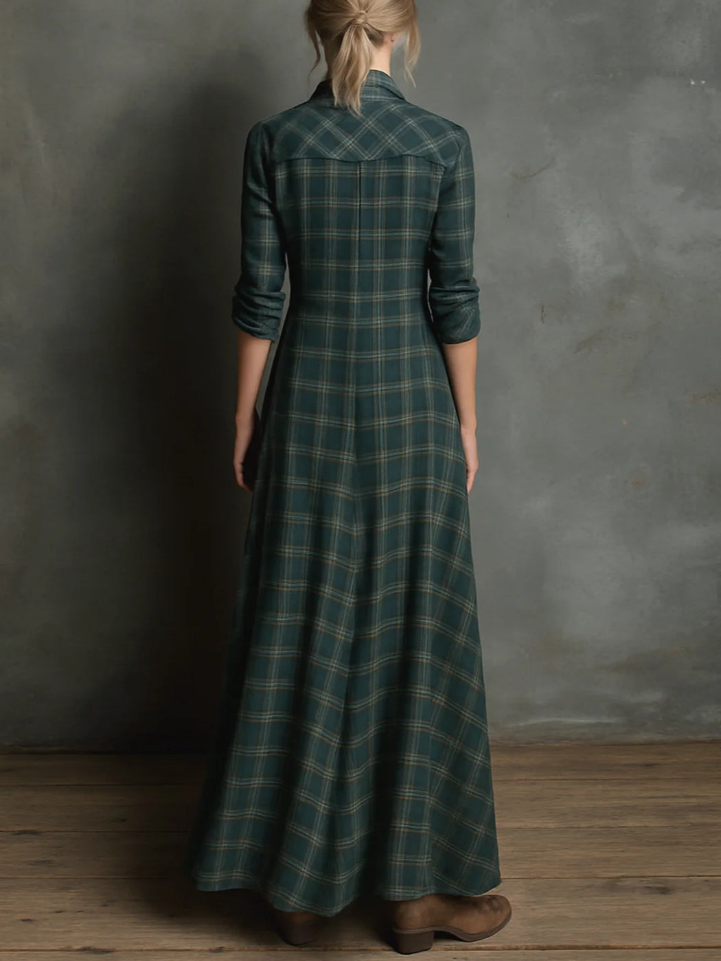 Odisea™ | Vestido largo de cuadros verde
