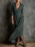 Odisea™ | Vestido largo de cuadros verde