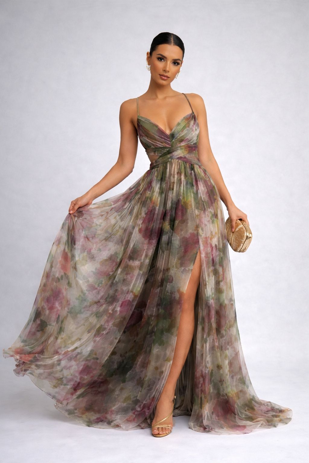 Madamme - Vestido largo con estampado floral